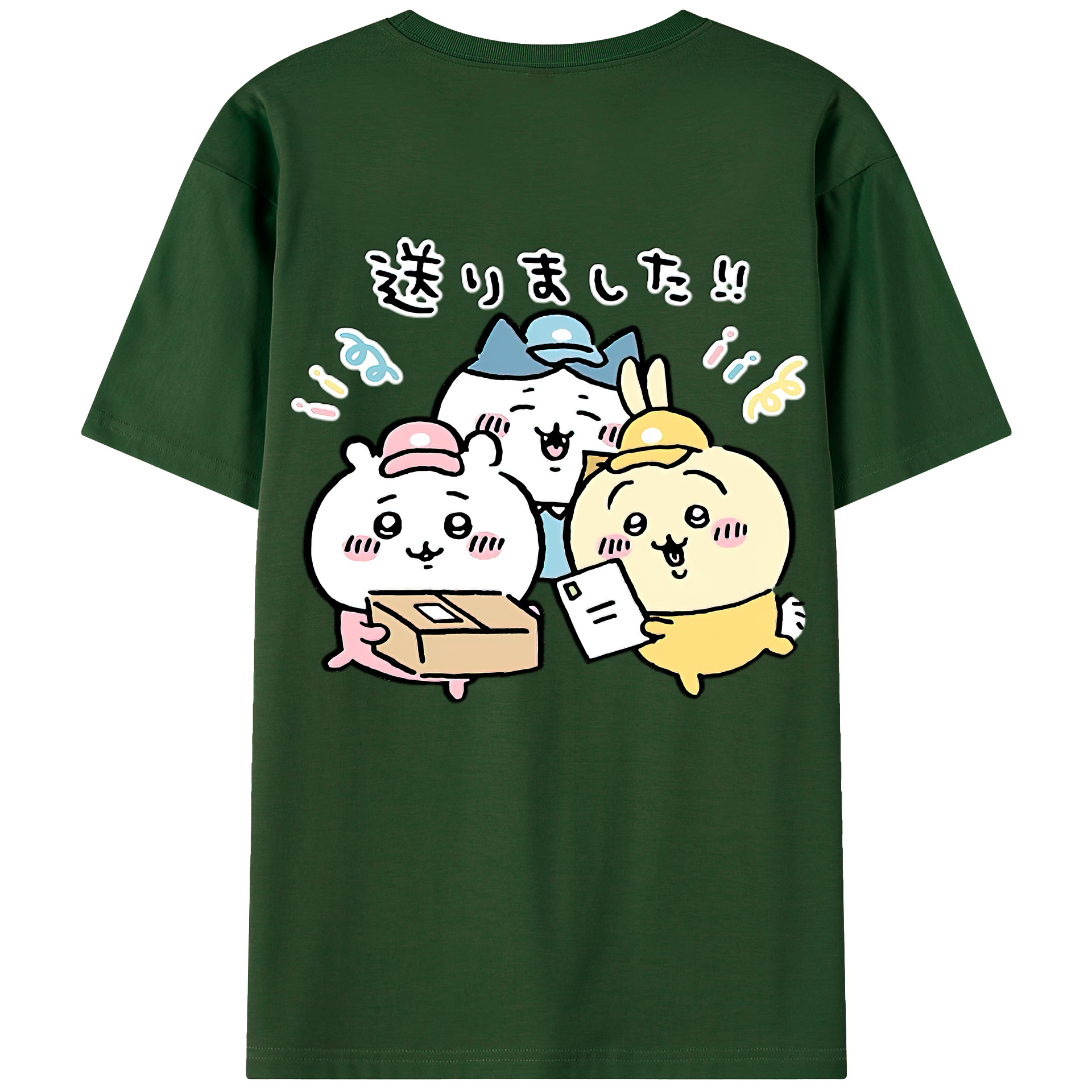（画像用） ちいかわ ハチワレ Chii-kawa hachiware 綿100％半袖Tシャツ（背面プリント）